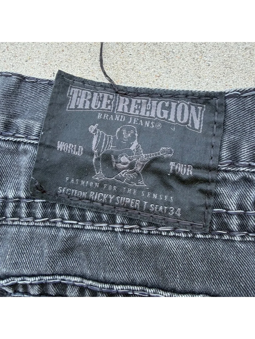 True Religion Jeans Men Waist 34 Black Distressed Casual